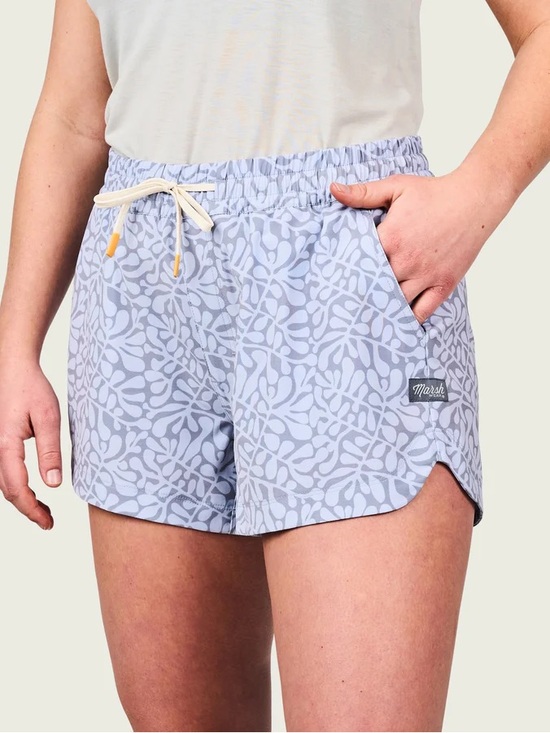 Marsh Wear Pants - Marsh Light Blue Printed Athletic Shorts with Elastic Waist